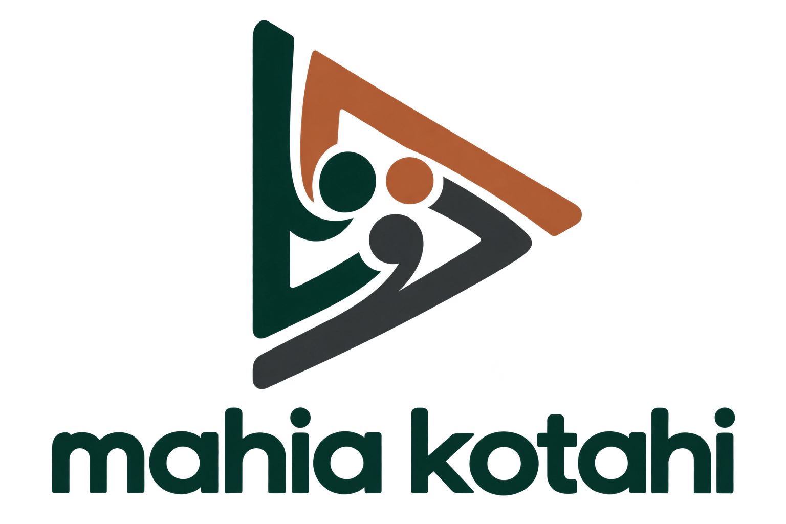 Three people connected in a triangle, representing working together